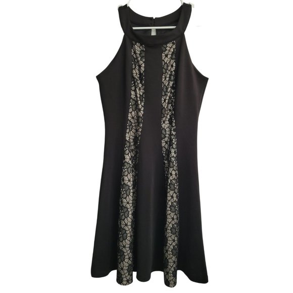 🌟 NWT ENFOCUS STUDIO LBD Black Halter Dress Lace Insert Size 8 - Picture 10 of 11